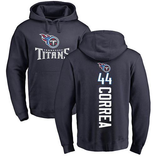 Tennessee Titans Men Navy Blue Kamalei Correa Backer NFL Football #44 Pullover Hoodie Sweatshirts